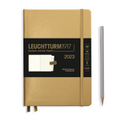Еженедельник 2023 А5 Leuchtturm с записной книжкой + доп. буклет, золото
