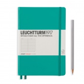 Записная книжка блокнот Leuchtturm A5 (145 x 210 мм) в линию, изумруд