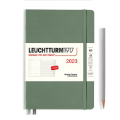 Еженедельник 2023 А5 Leuchtturm с записной книжкой + доп. буклет, олива