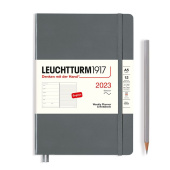 Еженедельник 2023 Leuchtturm А5 в гибкой обложке с записной книжкой, антрацит