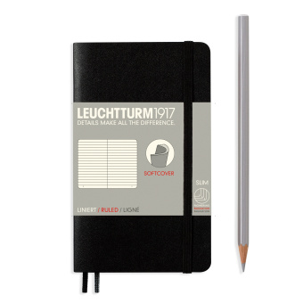 Записная книжка блокнот в мягкой обложке Leuchtturm A6 (в линейку), черная