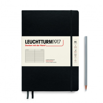 Записная книжка блокнот Leuchtturm B5 (178 х 254 мм) в линейку, чёрный