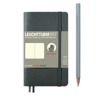 Записная книжка блокнот в мягкой обложке Leuchtturm A6 (нелинованная), антрацит
