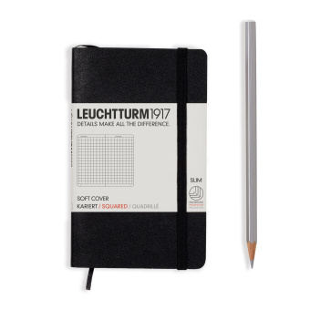 Записная книжка блокнот в мягкой обложке Leuchtturm A6 (в клетку), черная